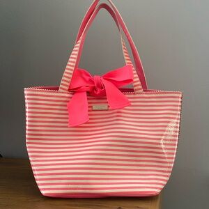 Kate Spade Neon Pink Striped Tote